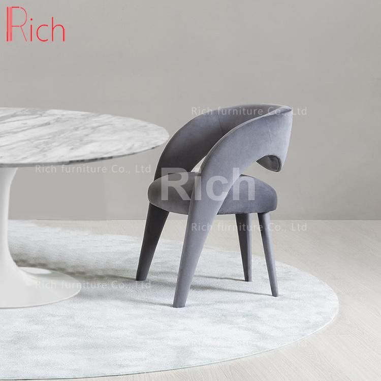 European Scandinavian Nordic Upholstered Dining Chair Danish French Holland Popular Velvet Fabric Accent Chair Hotel