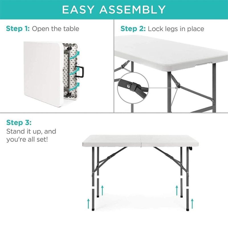48" X 24" Adjustable Height Lightweight and Portable Table with Carrying Handle