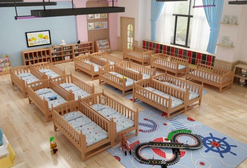 Good Quality Nursery School Children Single Wooden Bed Kids Bedroom Furniture