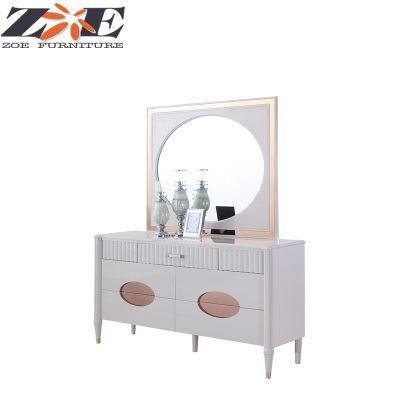 Modern White 3 Drawer Dresser with Mirror
