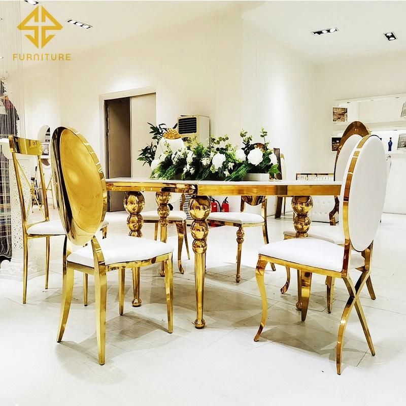 European Round Back Gold Wedding Dining Steel Chiavari Louis Chairs