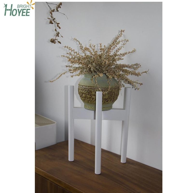 Bamboo Flower Pot Stand White
