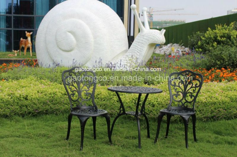 3 Piece Leaves Design Outdoor Aluminum Porch Balcony Garden Dining Chair and Table Set Furniture