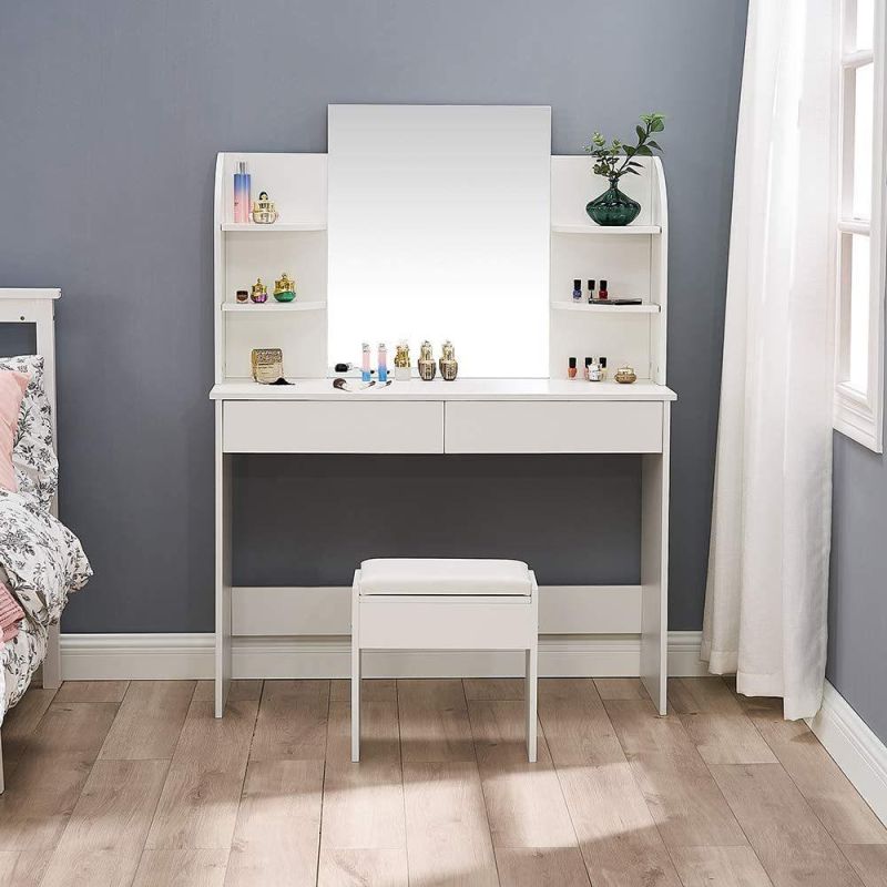 Makeup High Quality Wooden MDF Dresser Bedroom Vanity Mirrored Hollywood Dressing Table