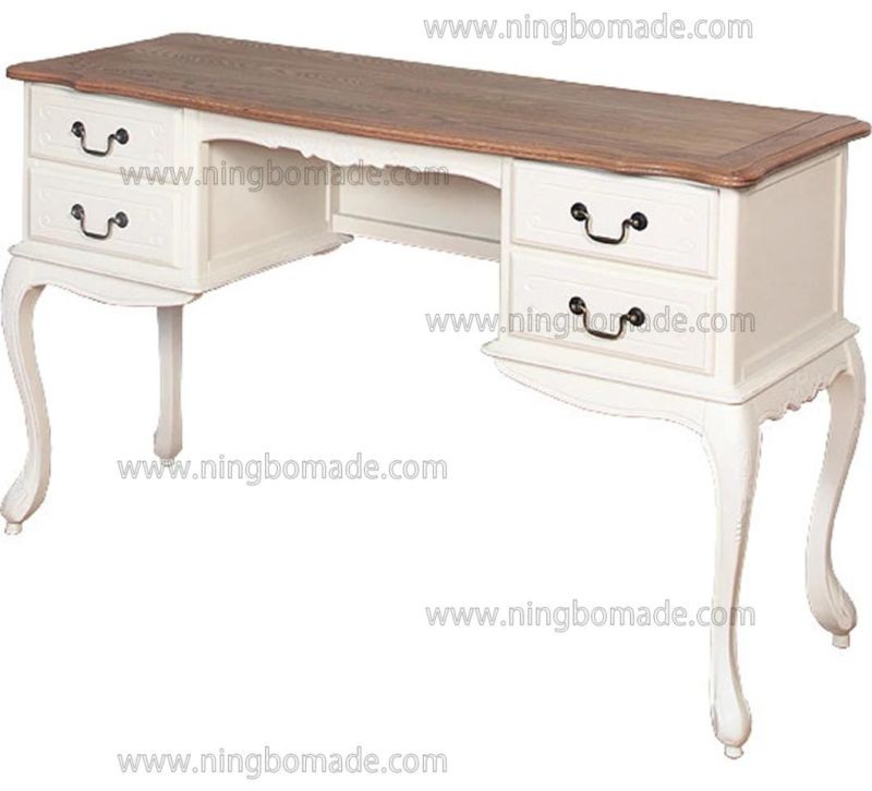 Nordic Louis Style Household Furniture Natural Top and Louis White Down Dresser Table