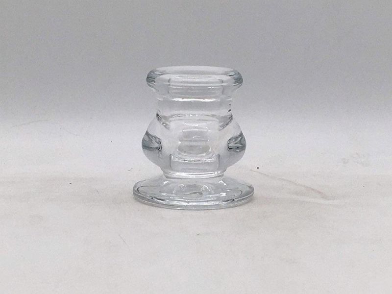 Thick Heavy Clear Glass Tealight Holder Candlestick