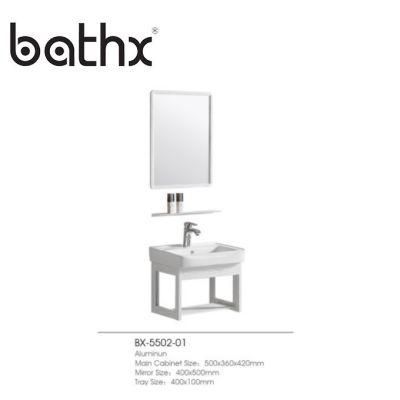 European Style Hotel / Home Space Aluminum Bathroom Cabinet Furniture Save Storage Washbasin Vanities Mirrored Cabinet
