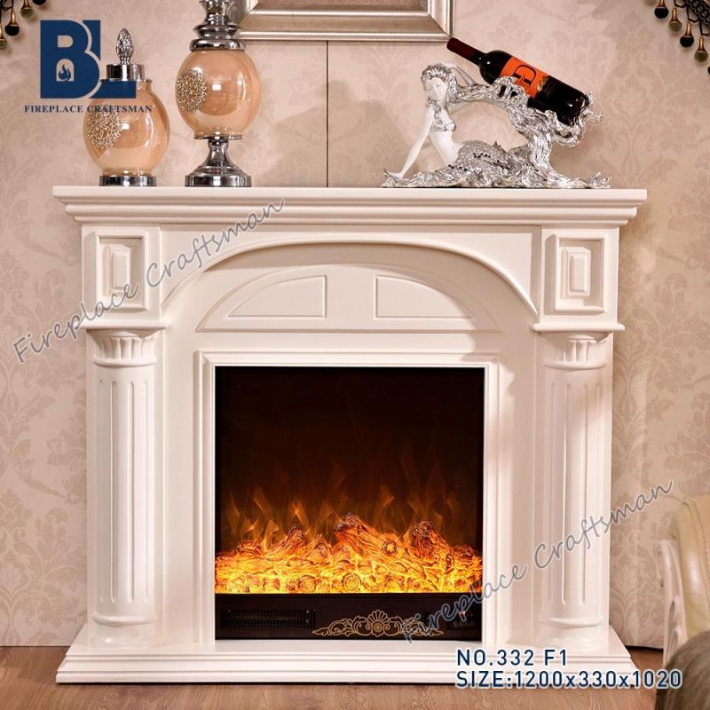 Simple European White Wood Heater Electric Fireplace Hotel Furniture (332)
