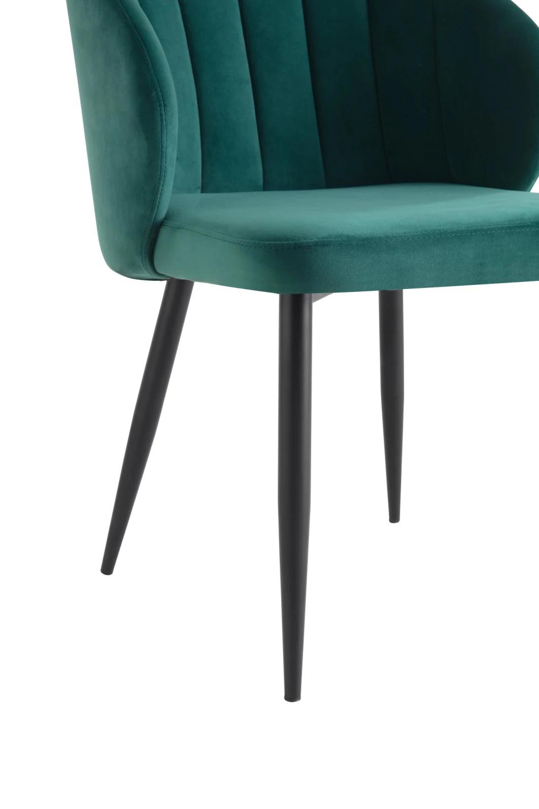 Modern European Style Hotel Dining Chair Metal Leg Velvet Dining Chair