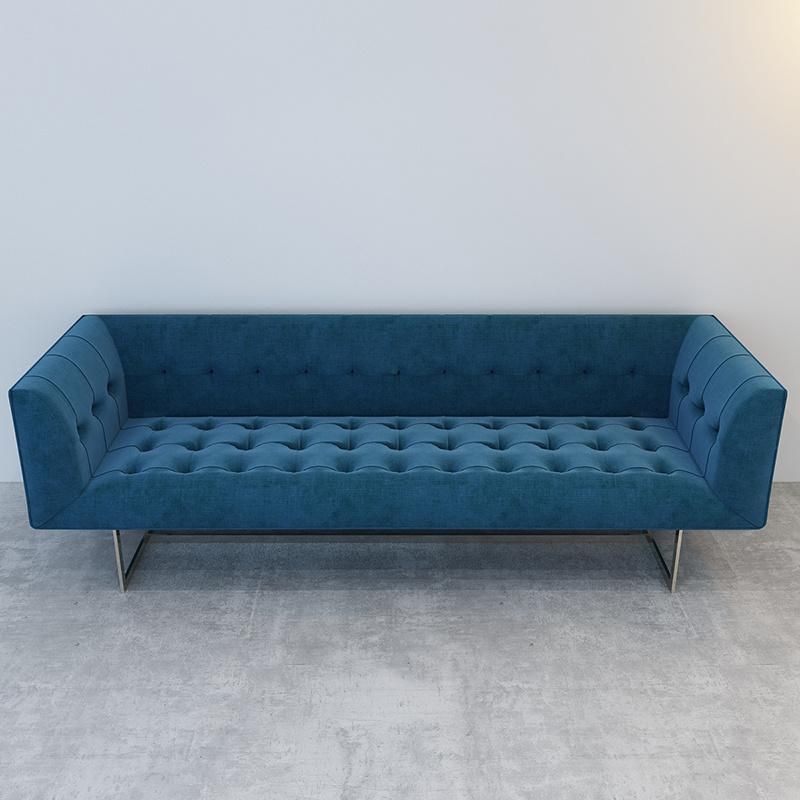 Stylish Edward 3 Seat Blue Velvet Sofa for Living Room