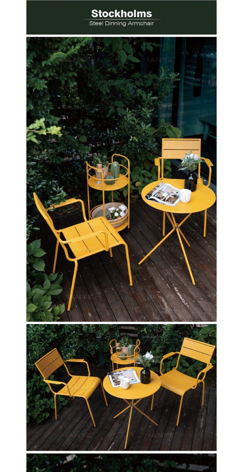 Metal Outdoor Furniture Stackable Dining Furniture Casual Armchair Comfortable Banquet Chair