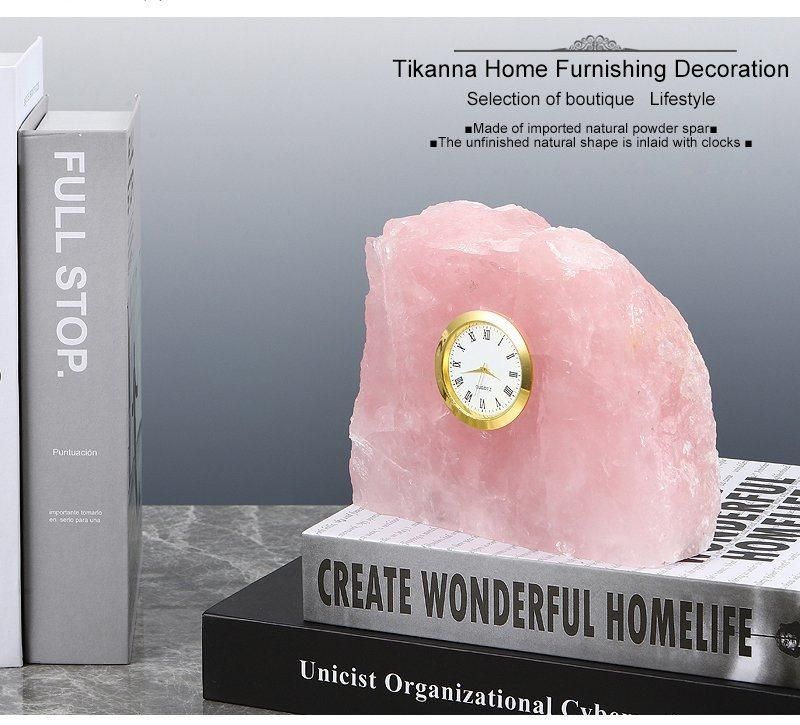 Natural Pink Crystal Stone Electronic Bell Simple Nordic Kids Bedroom OEM Desk & Table Clocks