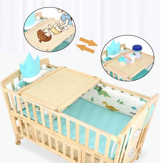 European French Solid Wood Bedroom Furniture Baby Cots and Baby Beds with Storage