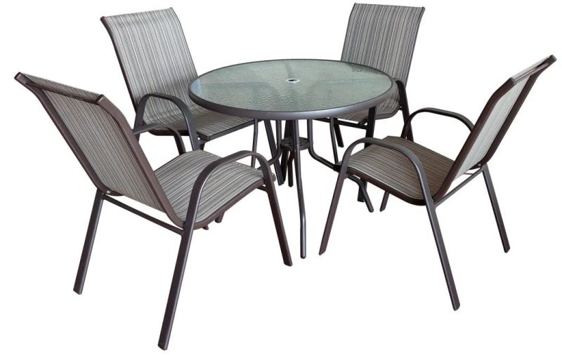 European Home Furniture Stainless Steel Dining Table and Chair Set (F6545)