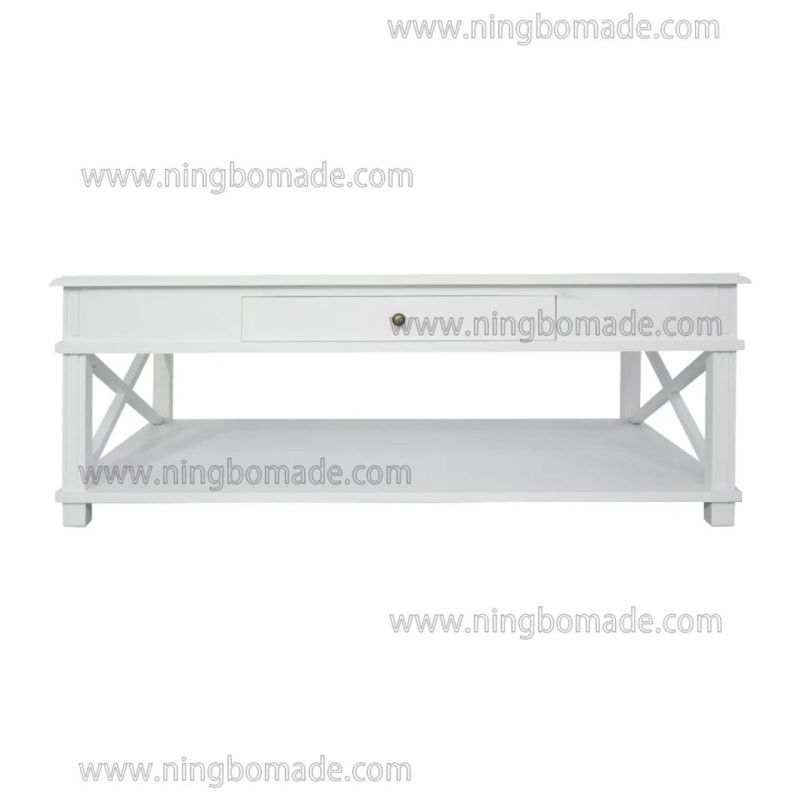 American Style Antique Concise Furniture Villa White/Black/Natural/Brown Single Drawer Coffee Table