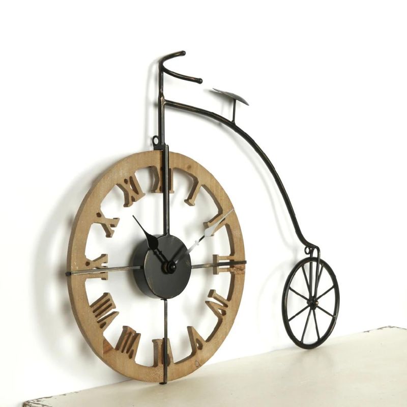 2022 Hot Selling Custom Design Decorative Metal Bike Desktop Clock, Bicycle Vintage Design Antique Desk Table Clock