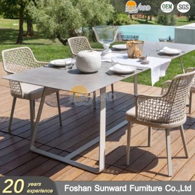 Patio Dining Furniture Handmade Rattan Wicker Rope Balcony Table Dining Set Outdoor Chair