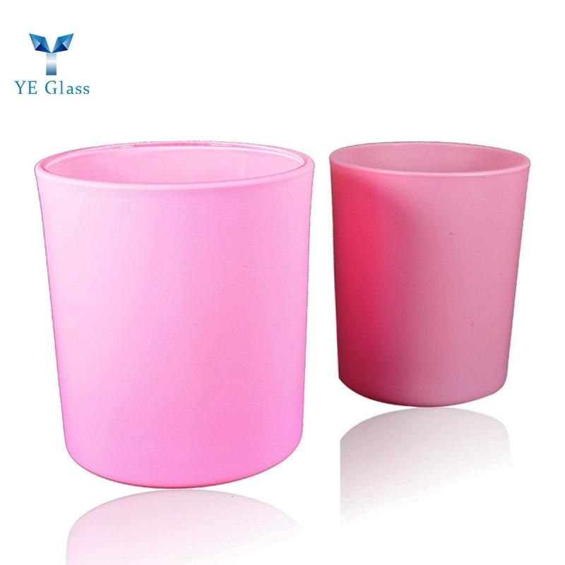 Frosted Matte Black White Blue Pink Yellow Glass Candle Holders for Lanterns and Candle Jars