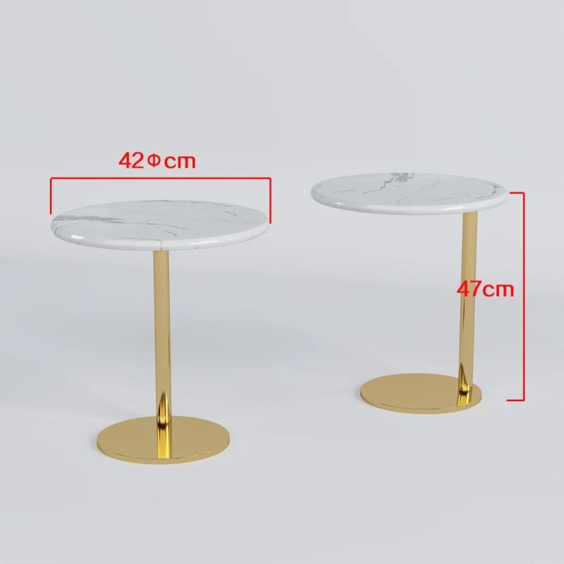 Hot Selling Modern Small Convenient Living Room Furniture Marble Coffee Table with Stainless Steel Leg