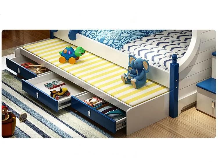 European Solid Wood Bunk Bed Multifunctional Combined Children′s Bed