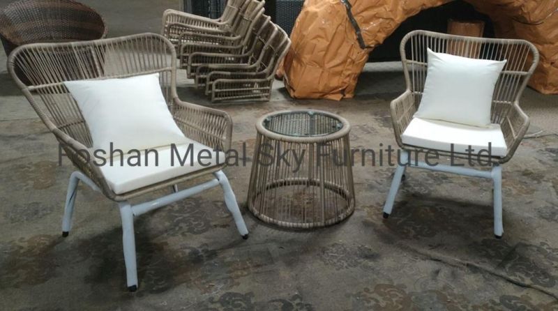 Outdoor Metal Rattan Garden Hotel Villa Leisure Glass Table Chair