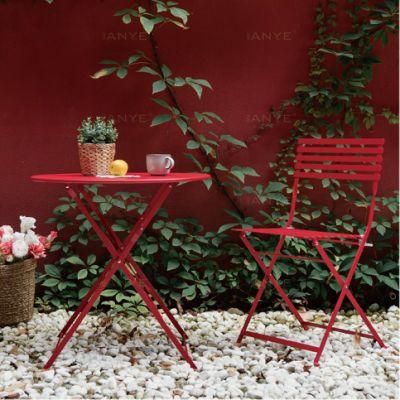 Space Saving Furniture Durable Metal Folding Tea Table and Chairs Outside Portable Party Furniture