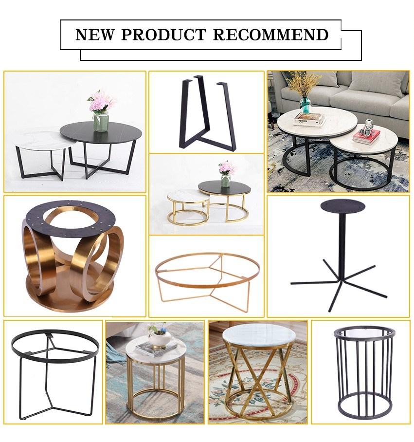 Hotel Side Table Wedding Party Electroplating Gold Metal Round Marble Top Flower Stand Furniture Hardware