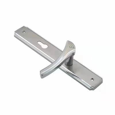 Hotel Luxury Brushed Gold Zinc Alloy Door Handle Lock Interior Lever Mortise Door Handle on Plate for Wood Door