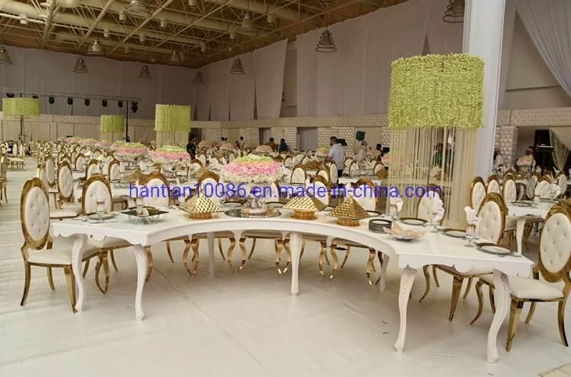 High Back White and Silver Royal Wedding Banquet Dining Chairs for Garden