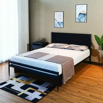 Metal Bed Frame Twin Size with Headboard and Stable Wooden Slats