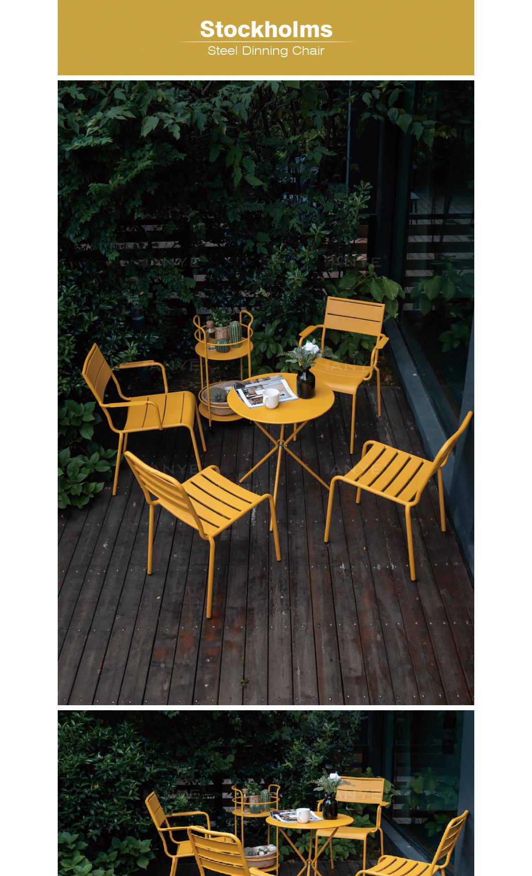 Villa Furniture Dining Metal Yellow Stackable Side Chair Modern Dining Furniture