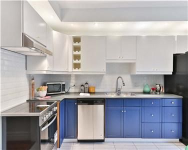Apartment Unique Design L Shaped High Glossy Blue Lacquer Kitchen Cabinet