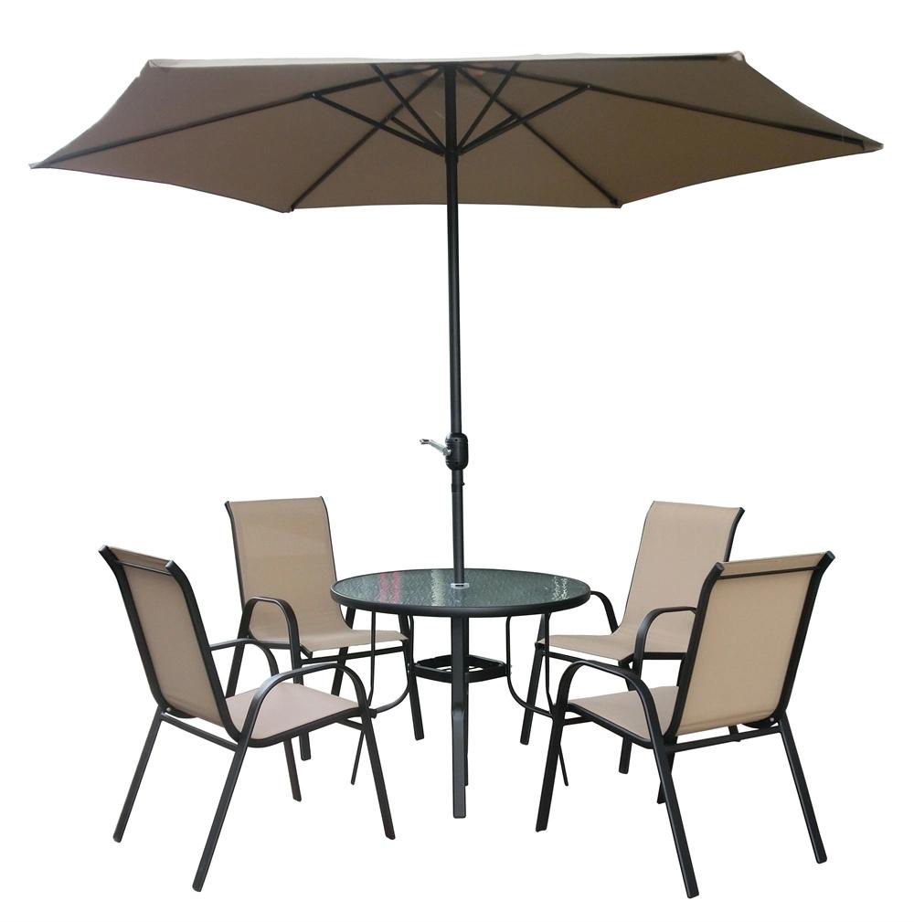 Outdoor Folding Patio Garden 7PCS --Table Dining 6 Textilene Chairs