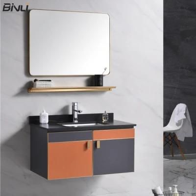 Wholesale Factory Price European Style Mirror Cabinet Colorful Melamine Finish Wood Bathroom Vanity Cabinet Wall Hung Type