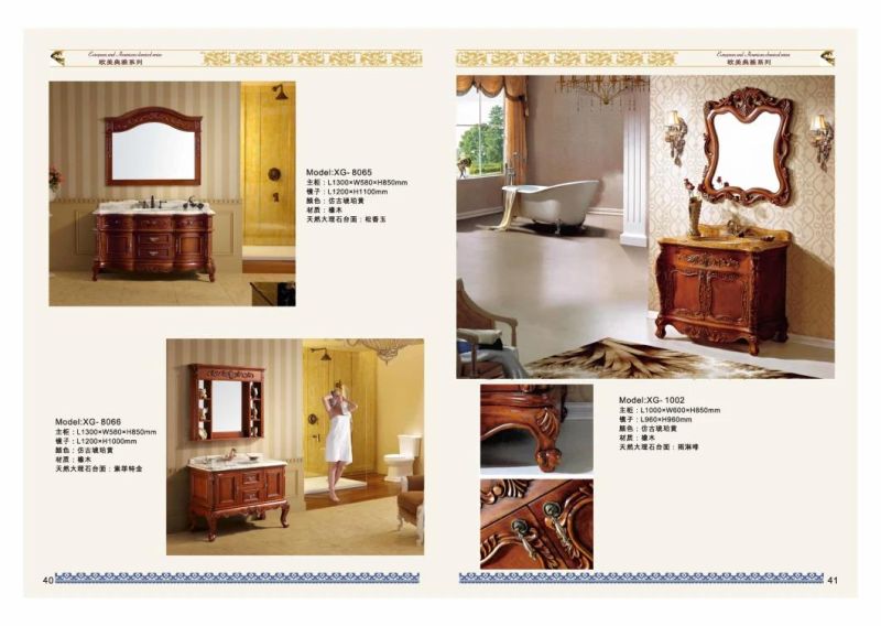 Classical Design European Style Relief Outline Furniture Antique Solid Wood Bathroom Cabinet