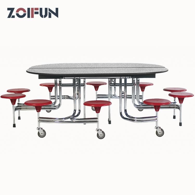 Multi People Plastic Seat Folding Table European Style Dining Table for Round Room Dining Table School and Restaurant