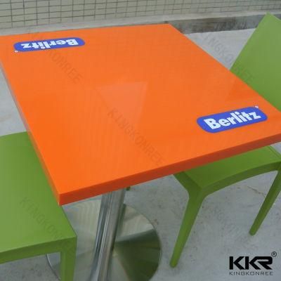 Custom Solid Surface Stone Restaurant Table with Logo