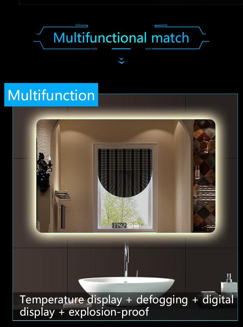 European-Style Large Customized LED Decorative Dressing Frameless Rectangle Bathroom Mirrors