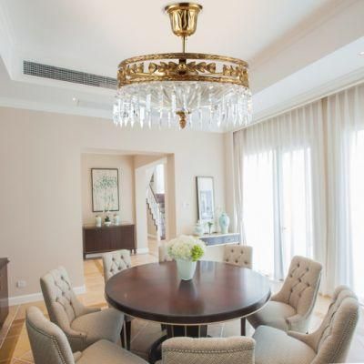European Round Brass Small Home Decorative Crystal Lights Ceiling