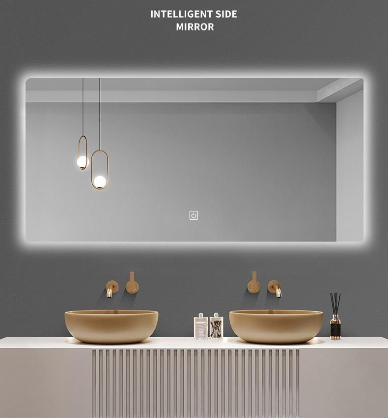 European Touch Control Hotel Vanity Frameless LED Smart Bathroom Mirror with Light Bathroom Mirror