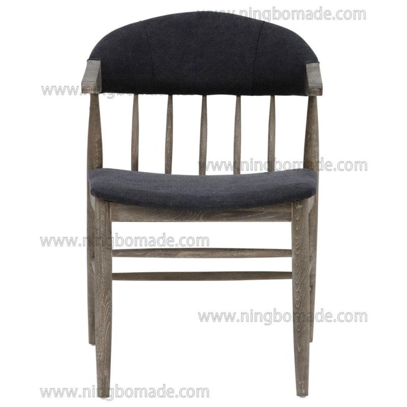 Scandinavian Countryside Style Designed Home Furniture Cold Smoky Grey Reclaimed Fir Wood Dark Grey Fabric Arm Chair
