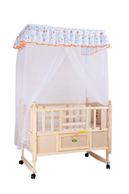 European Style Luxury Wooden Baby Crib, Royal Golden Hand Carving New Born Baby Cot with Multifunction