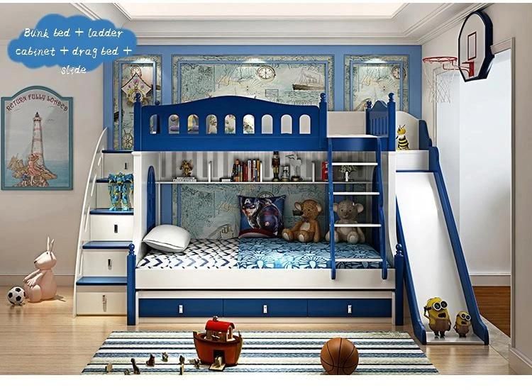 European Solid Wood Bunk Bed Multifunctional Combined Children′s Bed