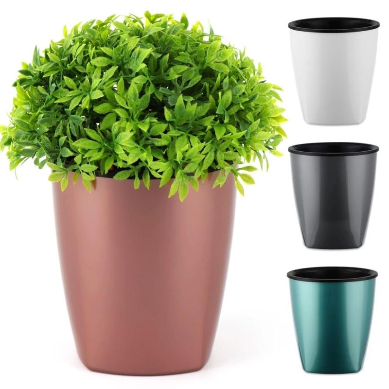 Lazy Plastic Flowerpot Automatic Water-Absorbing Basin Green Plant Balcony Office Home Fleshy Creative Flowerpot Garden Supplies