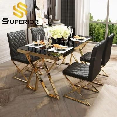 China Wholesale Dining Furniture Space Saver Unique Black Glass Table