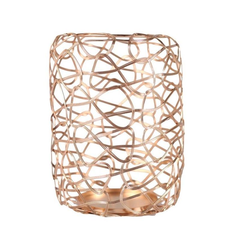 New Iron Geometry with Electroplating Metal Candlestick Romantic and Creative Home Decoration