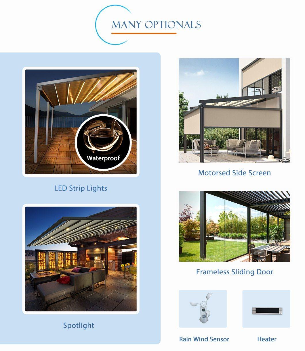 European Design Restaurant and Coffee Shop Terraces All Seasons Retractable Awning with Side Wind Curtain
