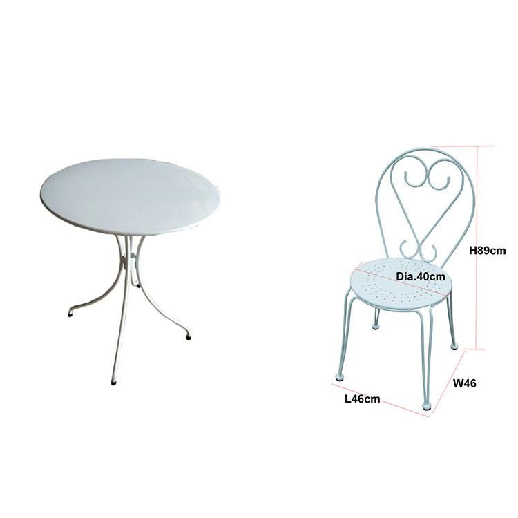 Fs428 Antique Patio Furniture Balcony Round Outdoor Steel Table and Chair Garden Sets