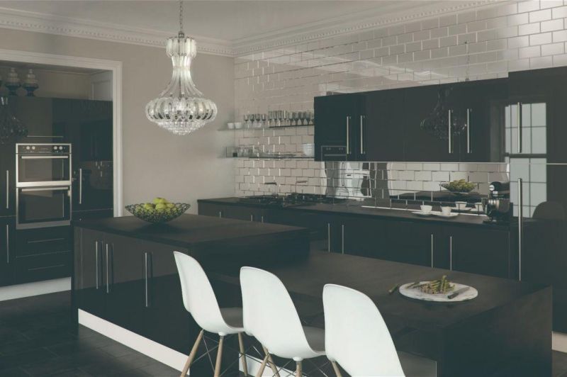 Modern Custom European Style Modular Islands Black Matt Lacquer Laminated Kitchen Furniture