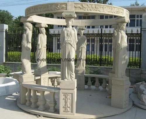 Hot-Sale Easily-Installed Natural Stone Gazebo Marble Composite 6 Angles Pavilion